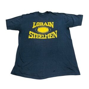 VTG 90s Lorain Steelmen Football High School LHS Ohio Shirt Single Stitch Medium